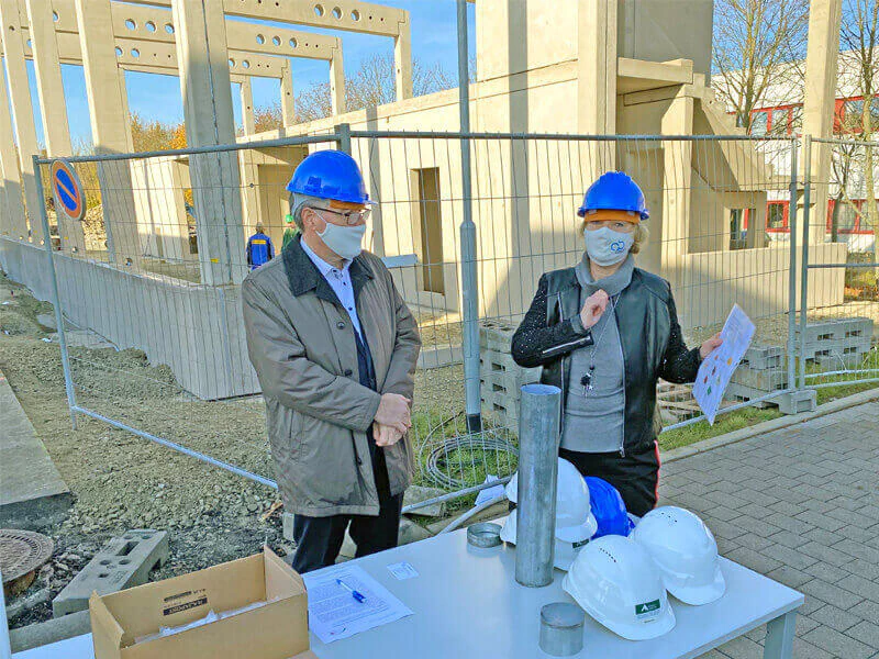 The foundation stone for the new development center is laid. The foundation stone for the new development center is laid.