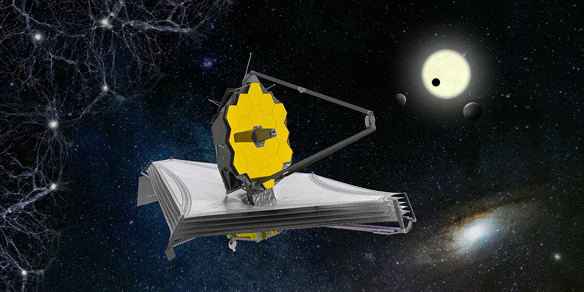 Visualization of the James Webb Space Telescope, which is designed to look deeper into space than any other space observatory before. Picture: ©ESA/ATG medialab/Fraunhofer IOF Visualization of the James Webb Space Telescope, which is designed to look deeper into space than any other space observatory before.