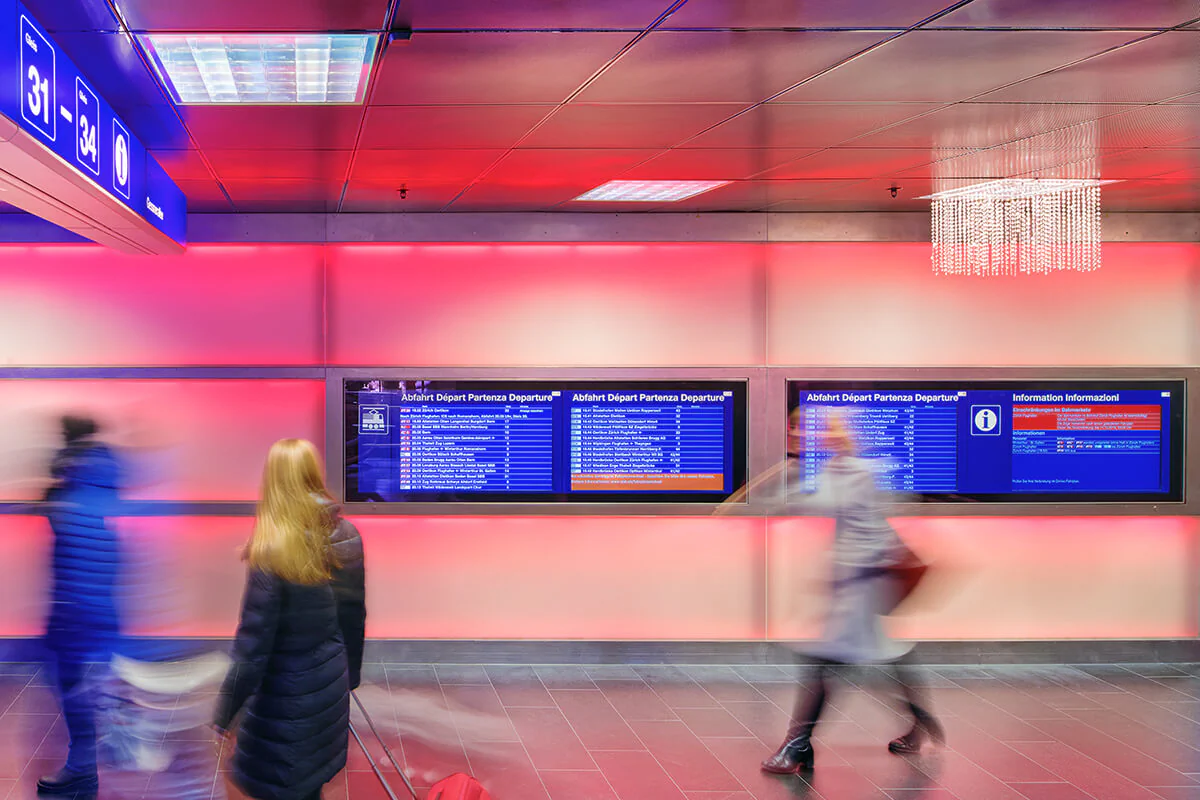 The Swiss Federal Railways in Zurich also use display boards from Kölleda. Photo: Funkwerk The Swiss Federal Railways in Zurich also use display boards from Kölleda. Photo: Funkwerk